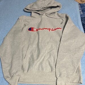 Champion Light Gray Hoodie with Logo